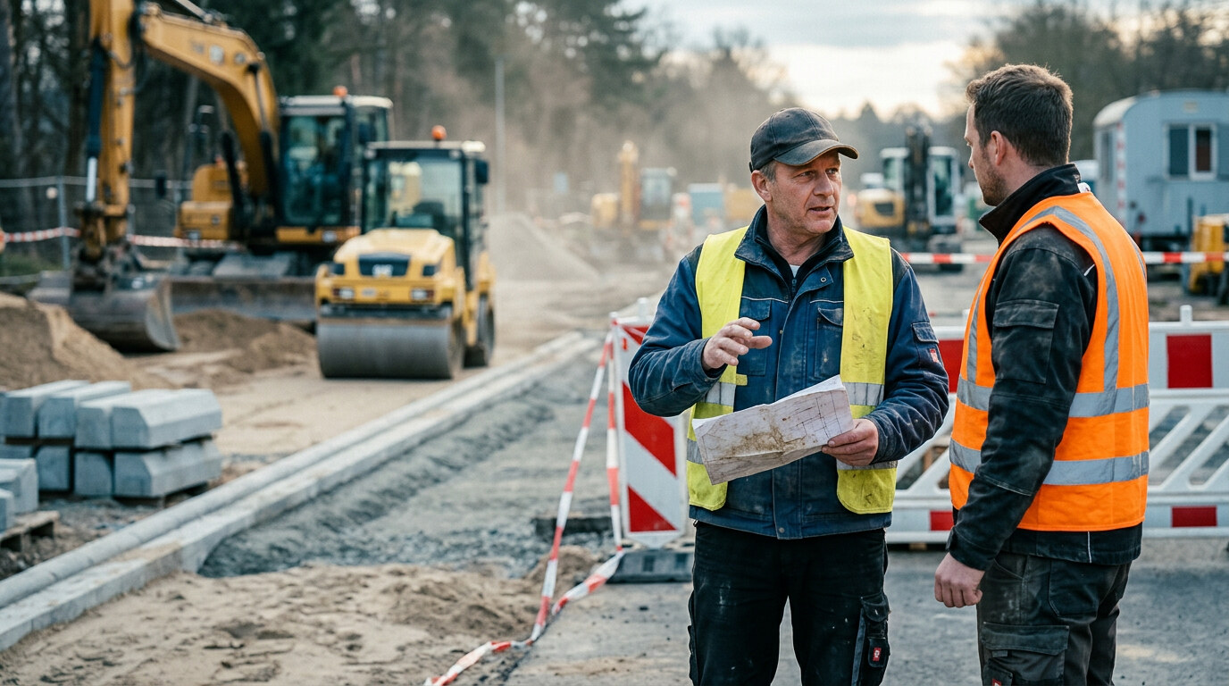 Zwei Profis auf einer Baustelle im Gespräch