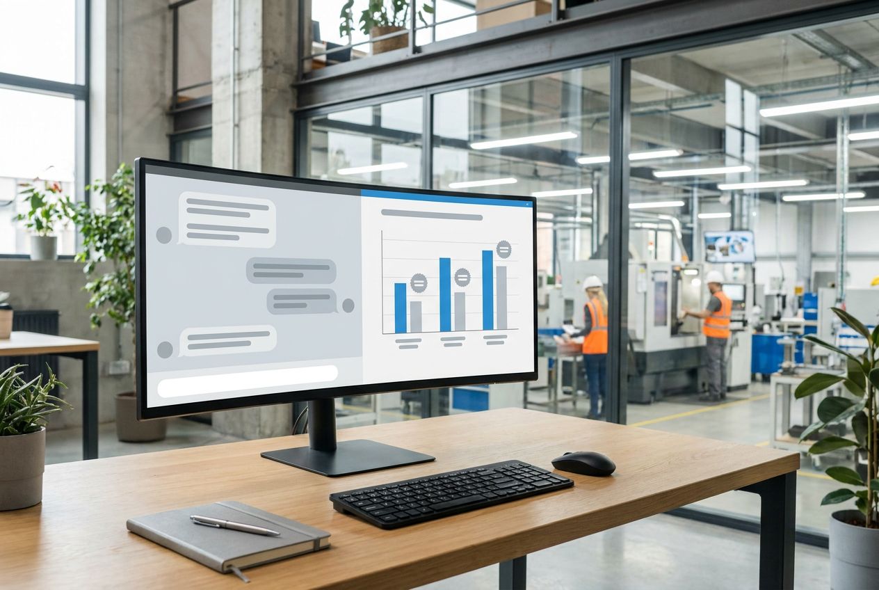 Auswertung von KI-Antworten auf einem großen Monitor